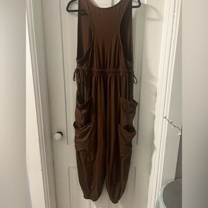 Brown Sleeveless Jumpsuit with Pockets
